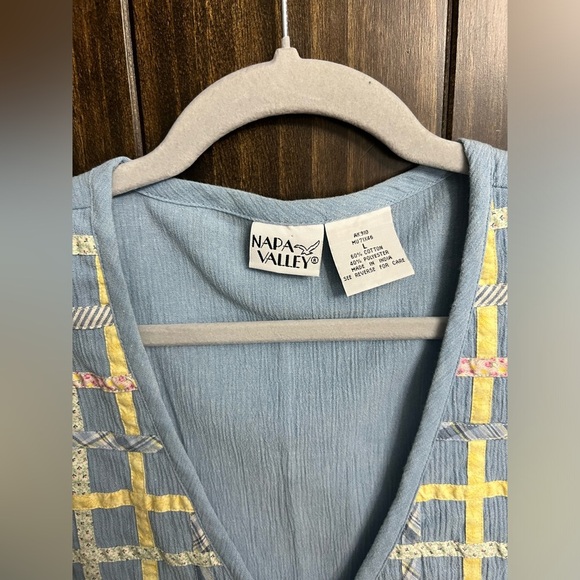 Vintage 1990s Women's Vest Cottage Core Napa Valley Lattice Patchwork-Size:L - Picture 7 of 13